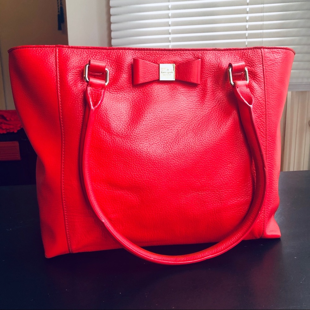 Kate Spade Bow Tote - Pebbled Leather - Poppy
